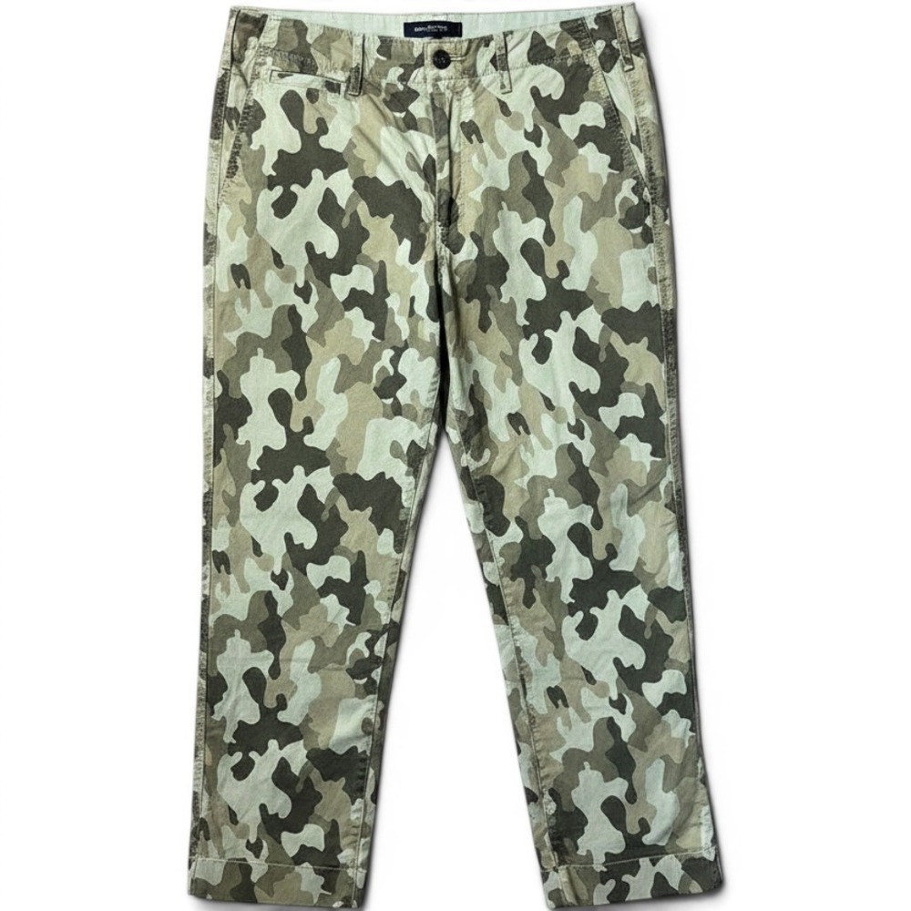 Gap Womens 12 Straight Khaki High Rise Camo Pants Green Camouflage Chino 1969